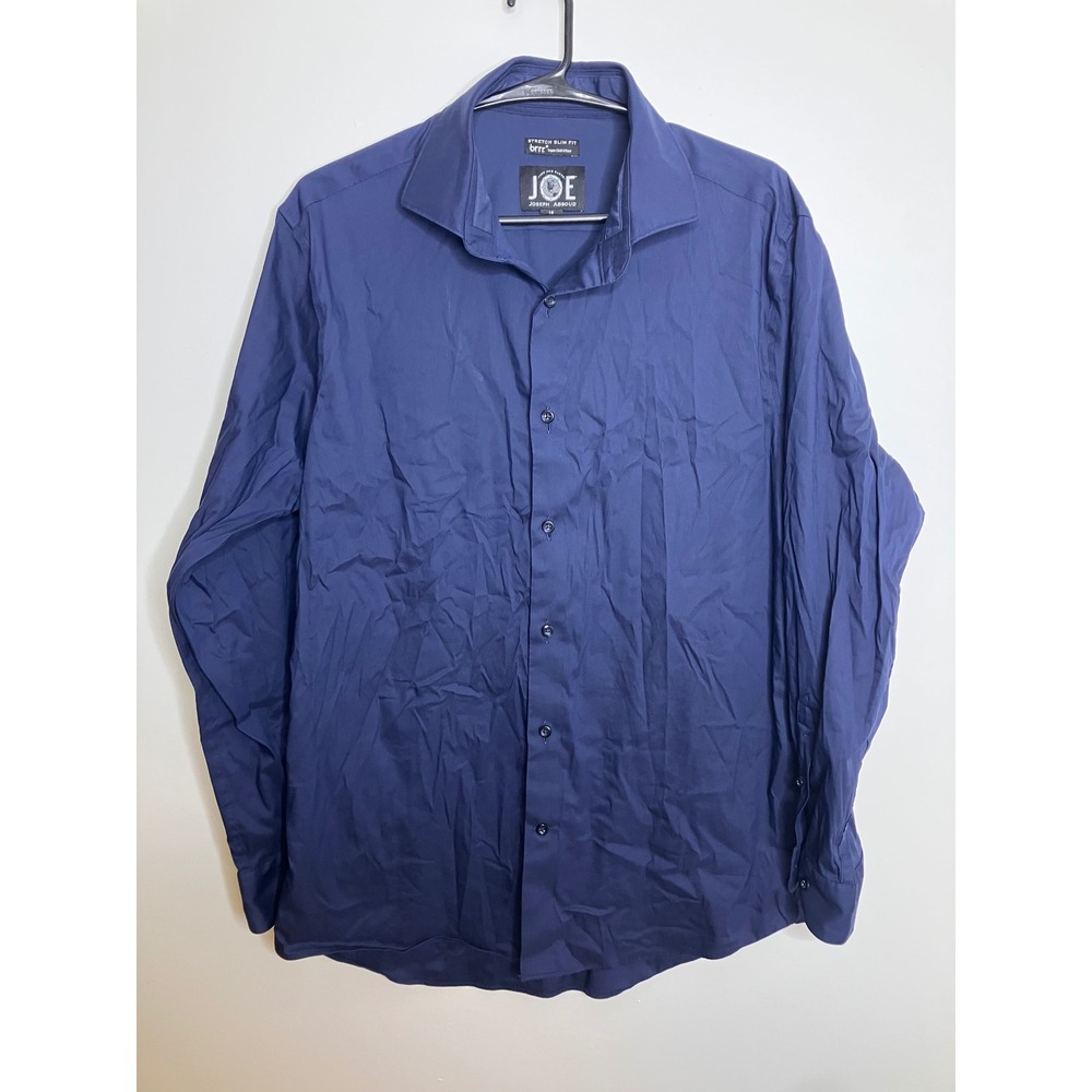 Joseph Abboud JOE Dress Shirt Mens 16 32/33 Navy Blue Excellent Stretch Slim Fit
